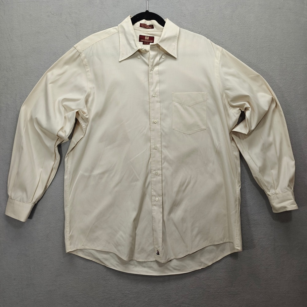 Nordstrom Classic Button Down Shirt Men 16.5-34 Cream Cotton Business Casual